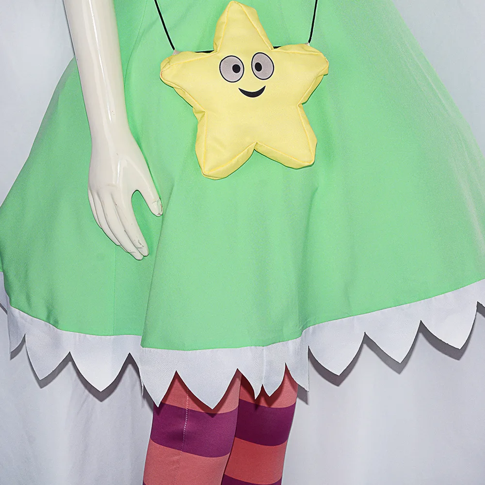Star Forces Evil Cosplay Star Butterfly Green Dress Red Headwear Socks 2026 Halloween Fancy Costume Dress+Socks+Headwear Set+Bag