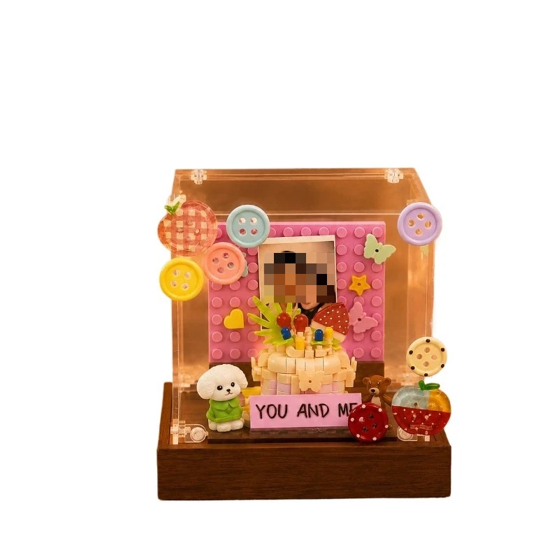 For Building Block Cake Photo Frame DIY Birthday Gift Can Be Customized Photo To Send Girlfriend Gift Souvenir Creative