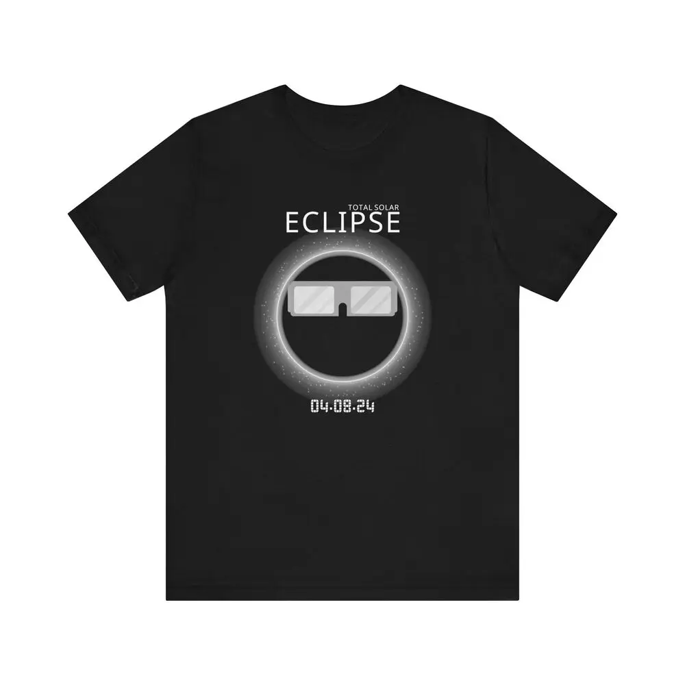 Bella+Canvas 3001, Unisex, Tee, Black, 2024 Total Solar Eclipse T-Shirt