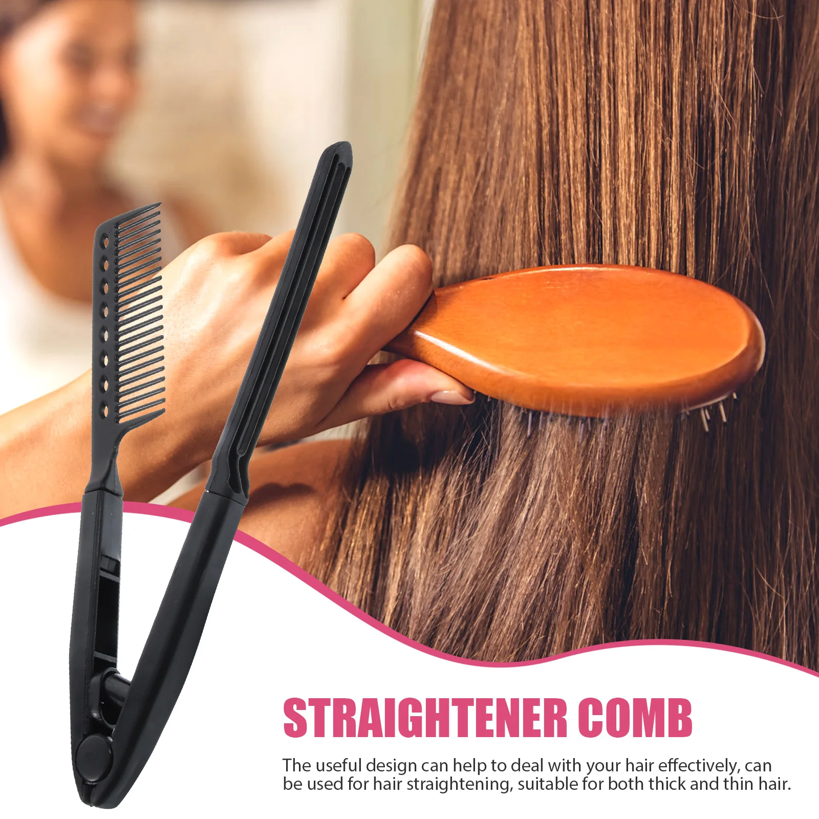 

Straightening Comb Straightener V-Shaped Foldable Salon Styling Straightening Comb For Straight Hair Tool Durable Plastic Purple