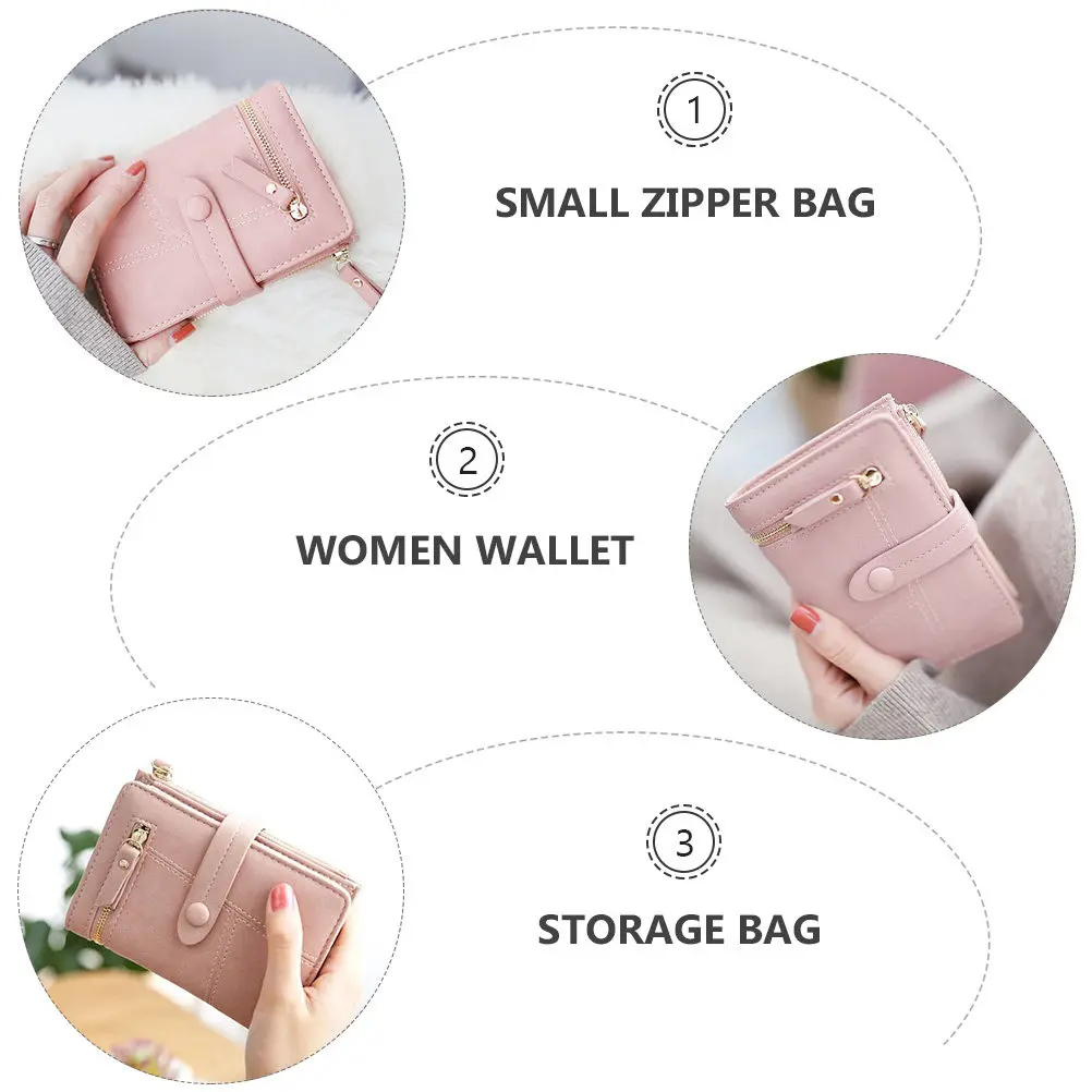 1Pcs Ladies Coin Purse PU Compact Storage Bag Zippered Change Pouch Ideal for Wallets Photos Business Trip Travel Daily