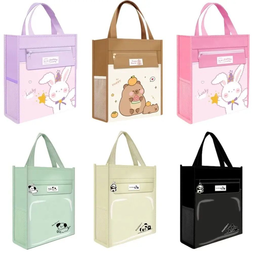 

Astronaut Capybara Tutoring Bag Partition Storage Side Mesh Pocket Kids Document Bag Large Capacity Cartoon Canvas Tote Bags
