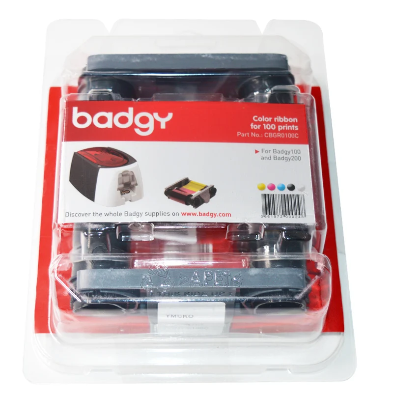 Original Evolis Badgy ID Card Printer ribbon CBGR0100C YMCKO Color Ribbon 100 prints for Evolis Badgy100 & Badgy200