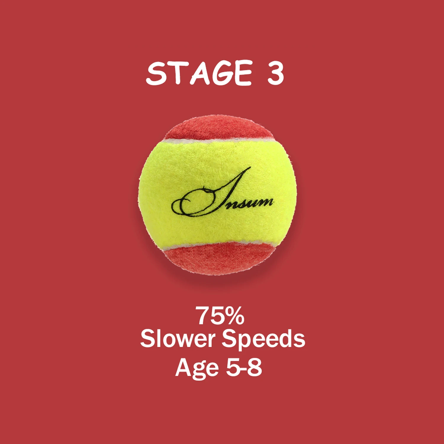 Junior Kids Tennis Balls,3 Pack Practice Tennis Balls, 75% Slower Speed,Low Compression Child Training (Transition) Tennis Balls