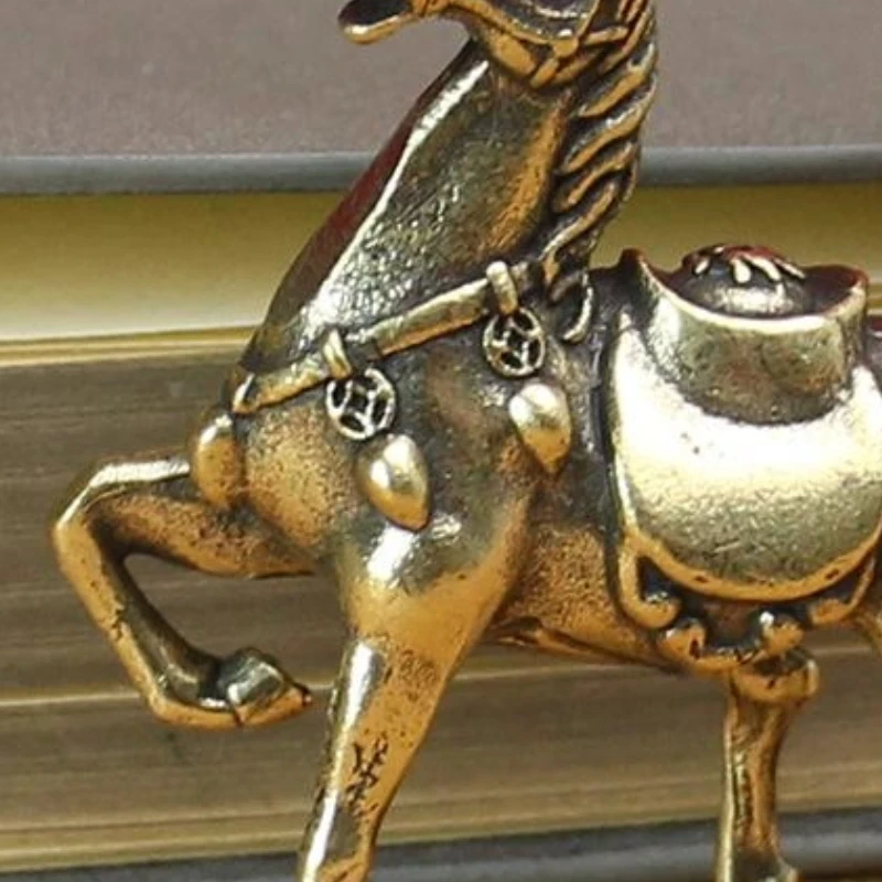 Brass War Horse Small Ornament Home Desktop Decoration Retro Pure Copper Horse Crafts Copper Figurines Enthusiasts Collect