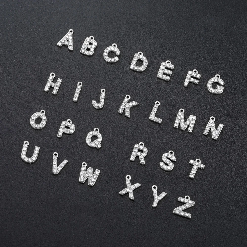 5 Stück Edelstahl Goldfarben Klare Zirkon Buchstaben Charms DIY A-Z Alphabet Anhänger für Halsketten Armbänder Ohrringe Herstellung – Detail 3