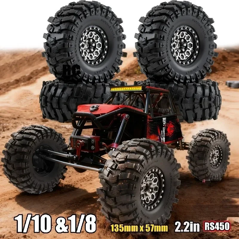 

135mm Metal 2.2" Beadlock Wheel Rim Tire Set for 1/10 1/8 RC Crawler Car Axial SCX10 H8H YK4083