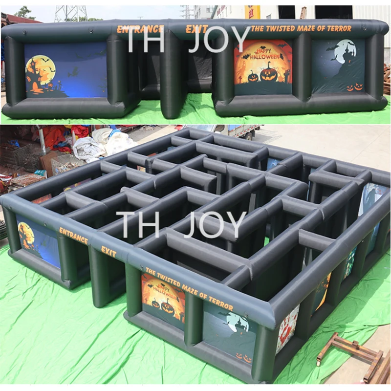 free air ship to door, Outdoor Activities inflatable haunted house maze,8x8x2m outside printing inflatable maze field laser tag