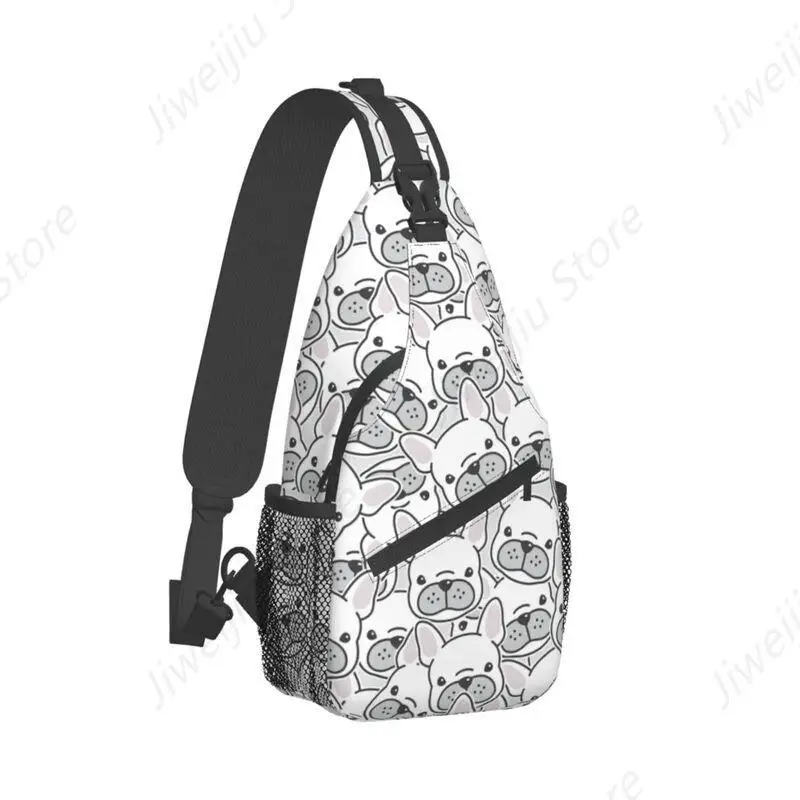 Fashion French Bulldog Puppy Crossbody Sling Backpack Men Dog Head Pattern Shoulder Chest Bags for Traveling