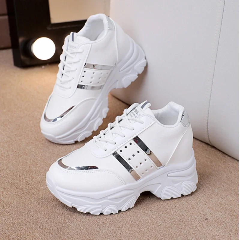 Dames Sneakers Zomer Wedge Casual Schoenen PU Leer Lace Up 2025, Dames Gevulkaniseerd Nieuwe Outdoor Sneakers Antislip Zapatillas