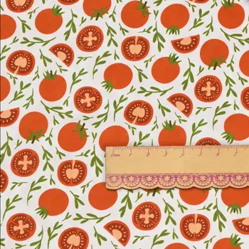 Ručně vyráběná látka s potiskem rajčat, patchworková taška pro kutily, látka na šaty, 100% bavlna, CR-1602 8 nejlepší prodej rajčatová tkanina - №2