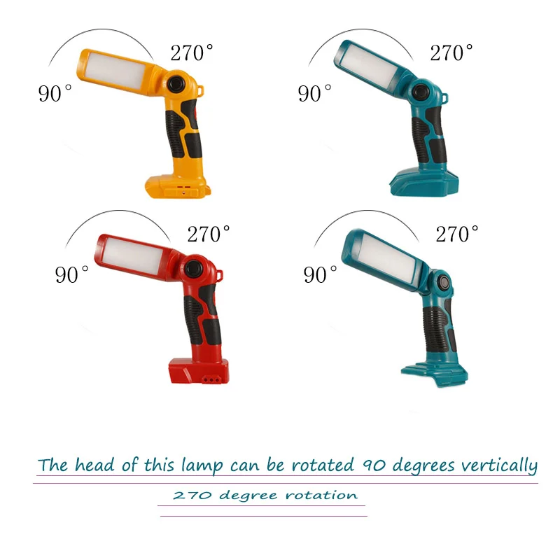 Imagem -05 - Portátil Led Luz de Advertência Luz Trabalho Iluminação ao ar Livre para Makita Bosch Milwaukee Dewalt Ferramentas Elétricas 18v Bateria Lítio 12w