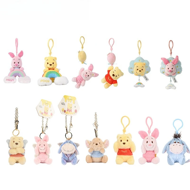 Disney Strawberry Winnie The Pooh Piglet Plush Toy Anime Cartoon & Cute Doll Keyring Toy Backpack Pendant Birthday Present