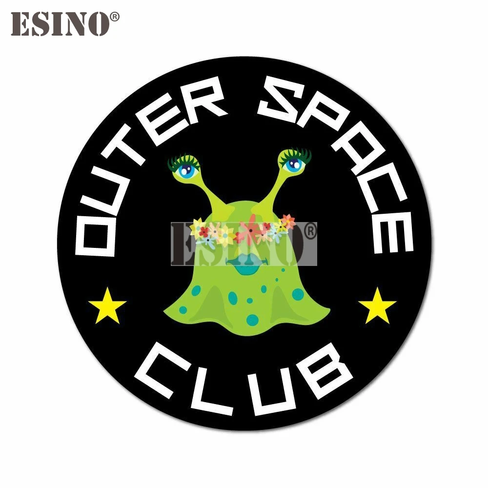 Car Styling Creative Funny Warning UFO Alien Outer Space Club Cartoon PVC Decal Waterproof Car Body Sticker Pattern Vinyl