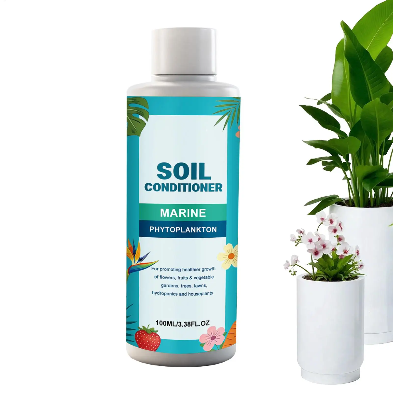 Acondicionador de suelo, 100ml, abono líquido para plantas, para flores de exterior, verduras, suculentas, hidroponía, cactus