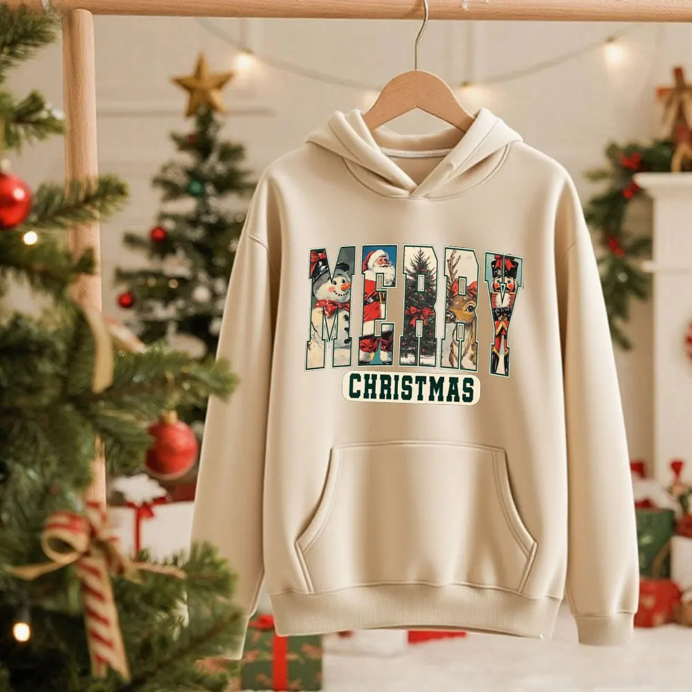 クリスマスパーカー ヴィンテージ クリスマスプルオーバー サンタクロース柄トラックスーツ ヒップスター 長袖 レディース ドロップショルダー トラックパンツ