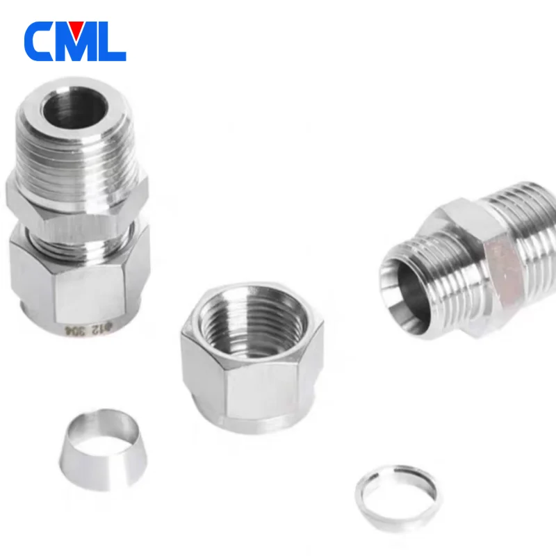 SS 304 Stainless Steel Double Ferrule Compression Connector 6mm 8mm 10mm 12mm Tube to 1/8" 1/4" 3/8" 1/2" Male NPT Pipe Fittings