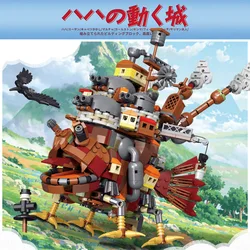 1200+pcs Ideas Japan Anime Howl's Moving Castle Building Blocks City House Small Particles Assembling Blocks Model Kids Toys