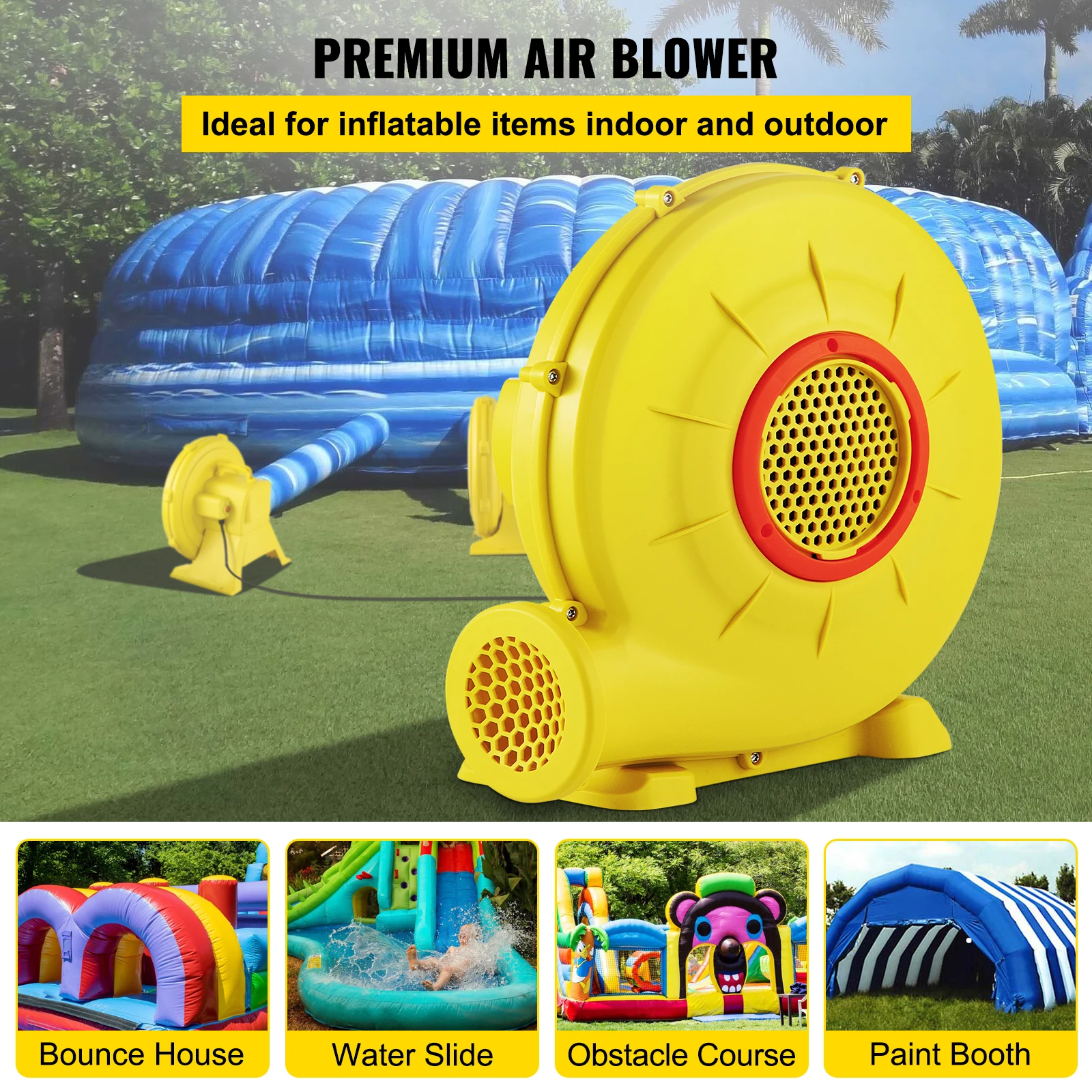 VEVOR Air Blower 450W 0.6HP Inflatable Blower Portable and Powerful Bounce House Blower 1750Pa Commercial Air Blower Pump Fan