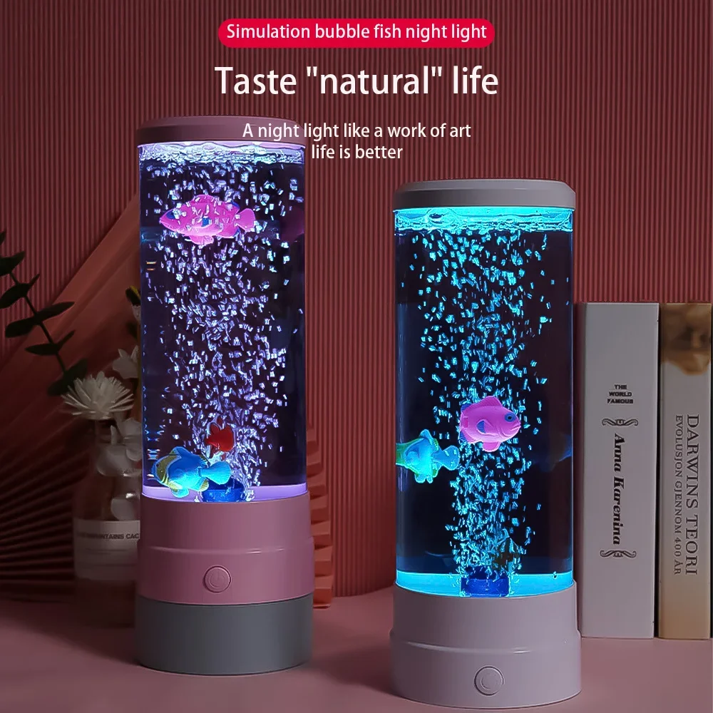 LED Fish Lamp Ambient Night Light Remote Control Color Changing Decorative Lights Aquarium Birthday Gift For Children USB