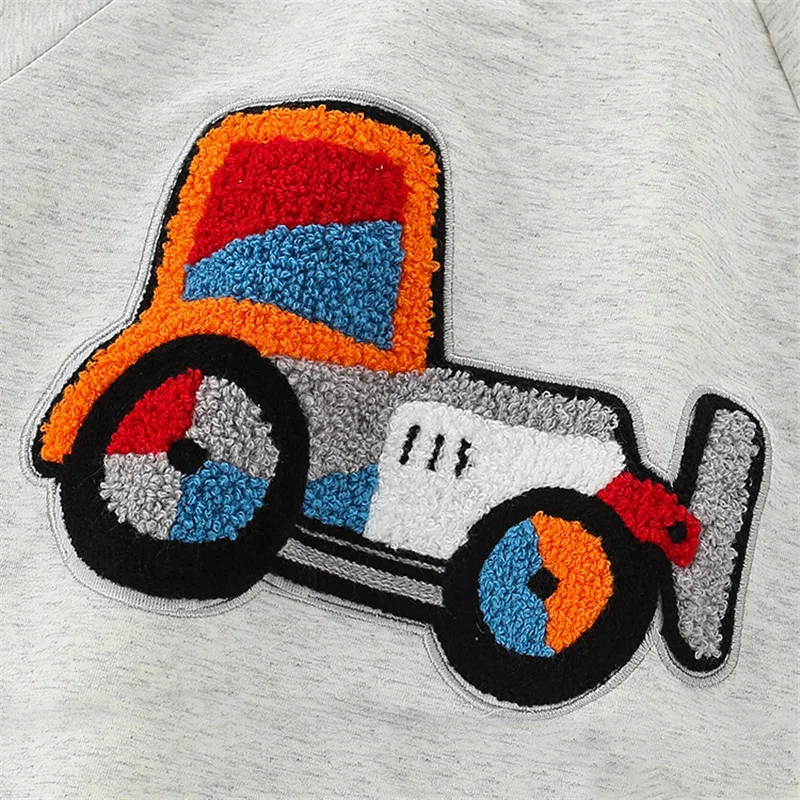 Jumping Meters 2-7T Cars Embroidery Long Sleeve Boys Sweatshirts Children\'s Clothing Autumn Spring Kids Hooded Tops Costume