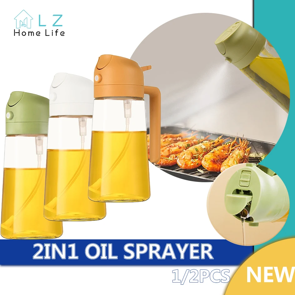 

2in1 500ml Plastic Spray Oil Sprayer Bottle Spray Oil Dispenser Oil Jar Cruet BBQ Baking Roasting Picnic Kitchen Tools