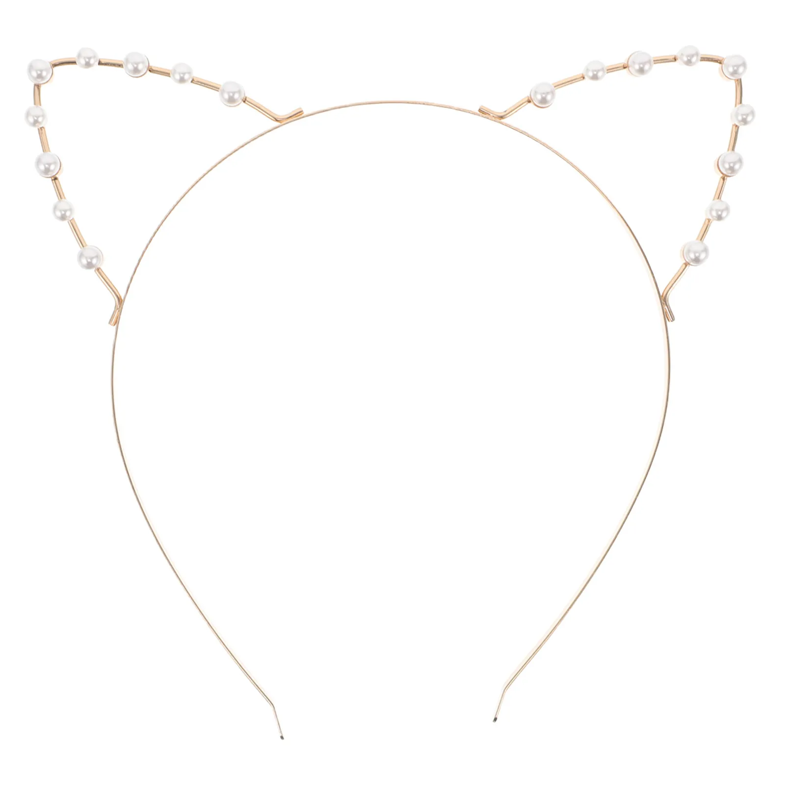 Simulation Pearl Cat Ear Headband Adorable Alloy Comfortable Hair Accessory for Parties Cosplay Daily Hair Styling