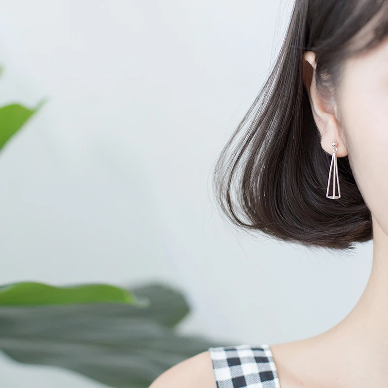 Modian Unique Design Romantic 3D Triangle Drop Earrings for Women Charm Real 925 Sterling Silver Statement Jewelry Gifts