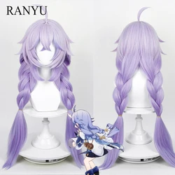 RANYU Honkai Star Rail Bailu Wig Long Synthetic Straight Ombre Purple Gradient Game Cosplay Hair Wig for Party Comic Con