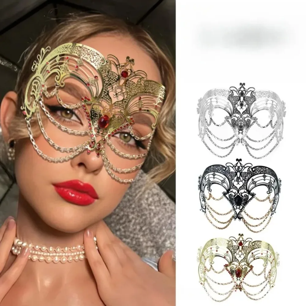 

Halloween Venice Metal Mask Deluxe Gold and Silver High End Rhinestone Prom Party Supplies