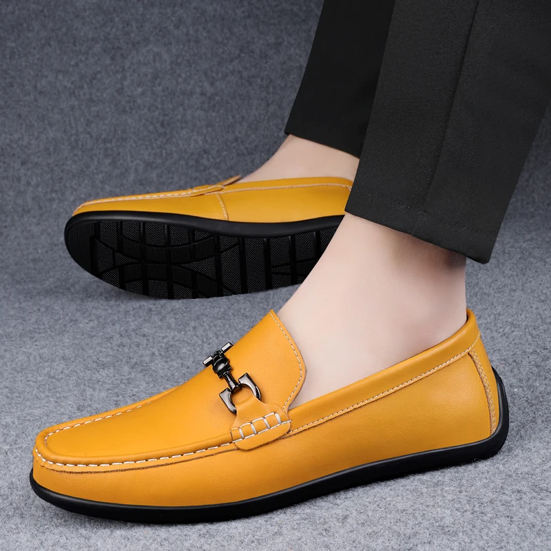 

Lightweight High Quality Genuine Men Loafers Soft Sole Comfort Male Brand Casual Leather Shoes 2024 Slip-on Mens Driving Shoes