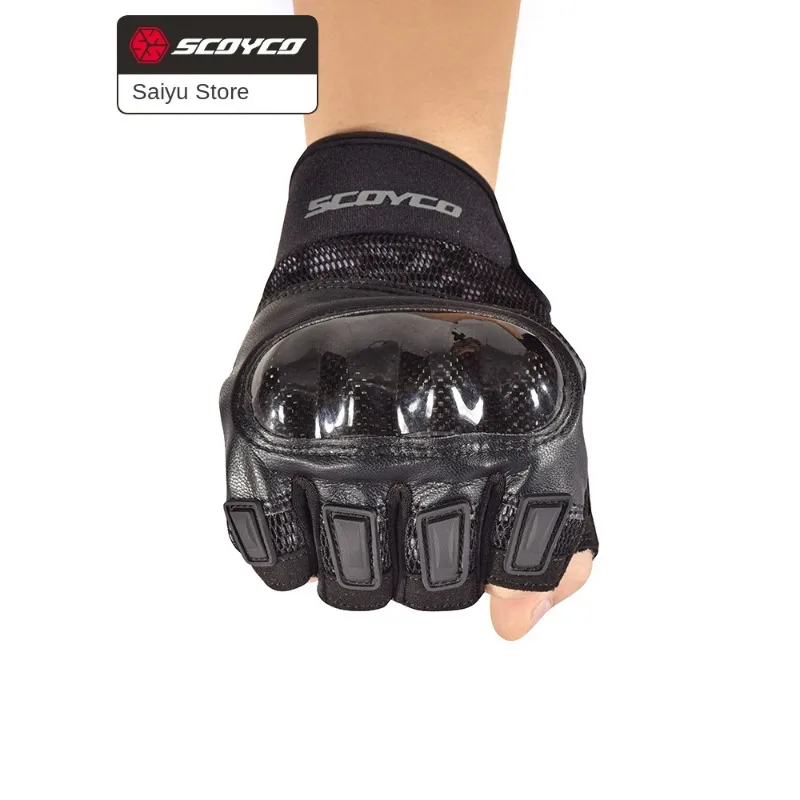 SCOYCO Motorcycle Gloves Half Finger Summer Breathable MC77D Men and Women Motocross Gloves CanTouchscreen  Riding Equipment