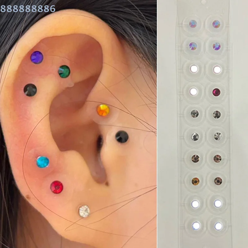 Disposable Ear Stickers Massage Therapy Needle Patch 20 Patches Butterfly Flower Shape Crystal Ear Seed Acupuncture Auricular