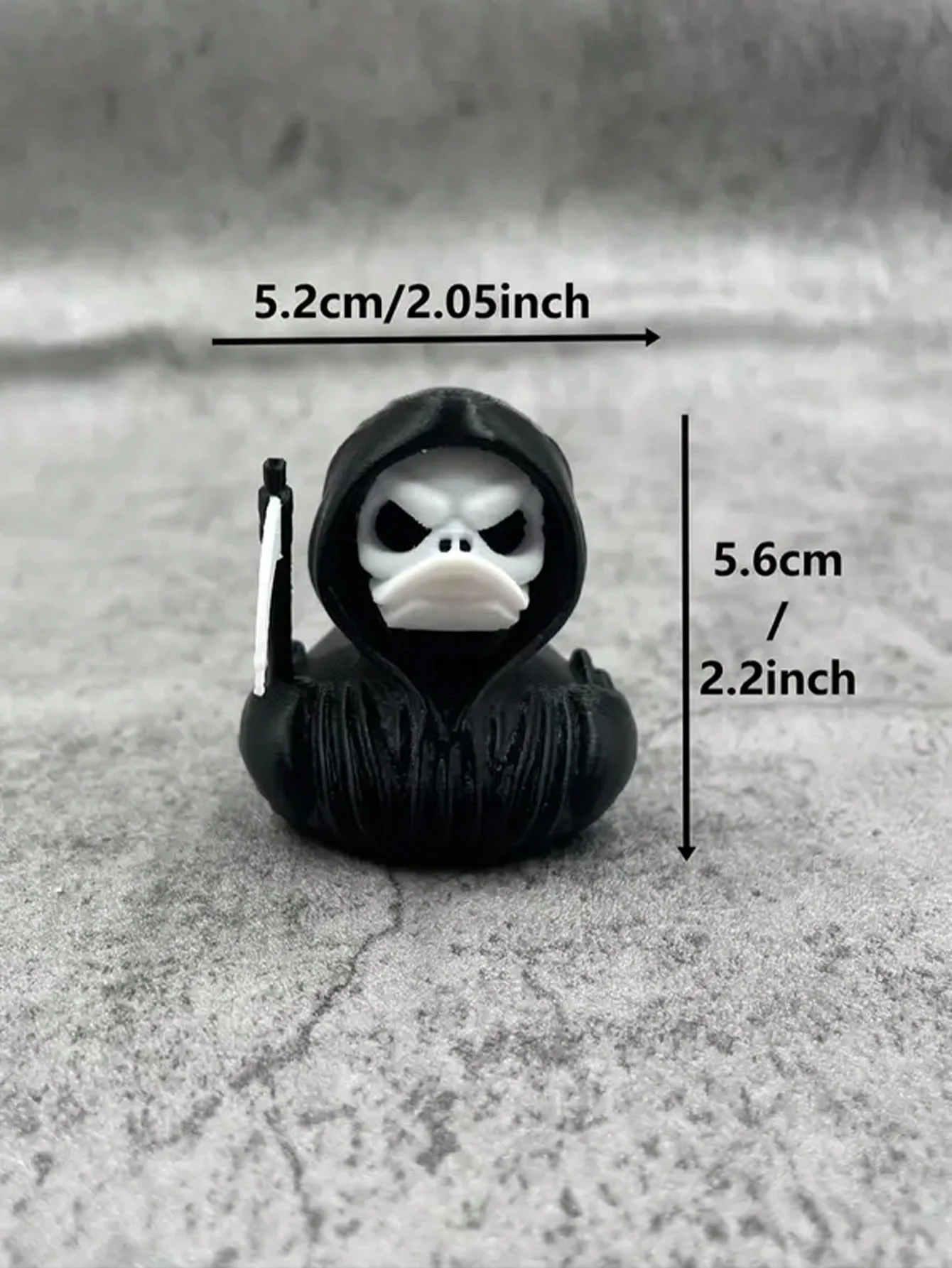 Pato da morte impresso em 3D, pato demônio, pato do Satanás escuro, design de terror gótico, decorações exclusivas do painel do carro, mesa e estante