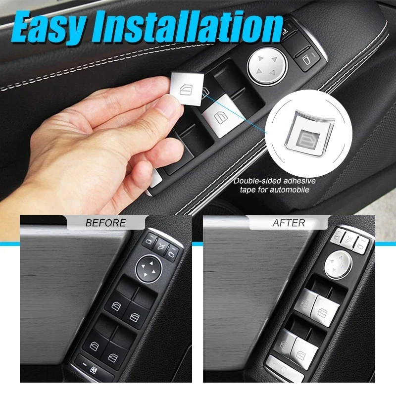 Window Glass Lift Button Trim Cover Sticker For Mercedes Benz A B C W204 E W212 GLA CLA GLK GLE Class