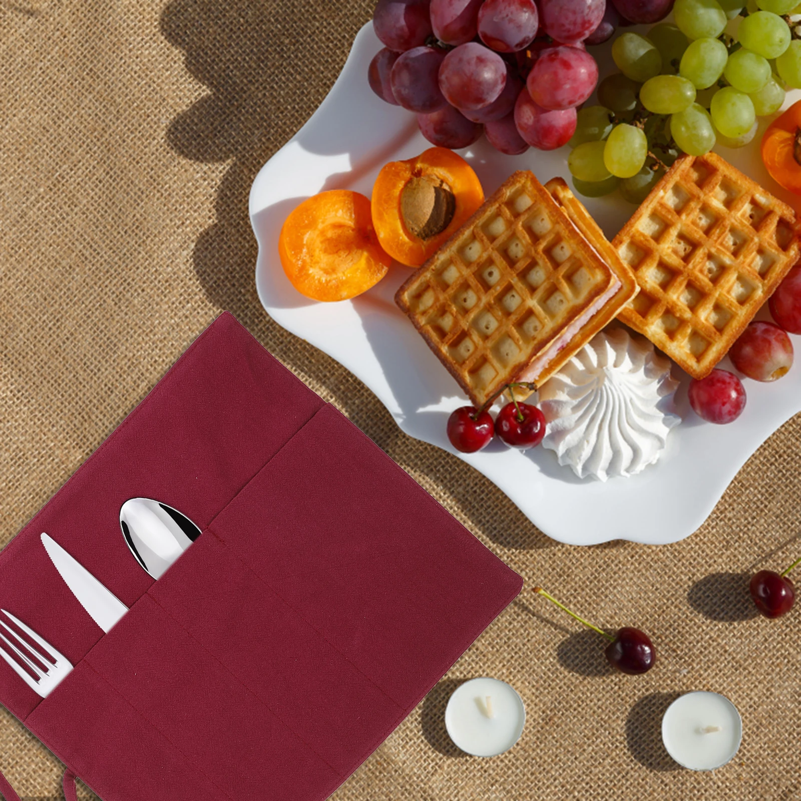 1 قطعة سكين تخزين لفة حقيبة المحمولة الفضيات المنظم للطي حقيبة قماش للتخييم أواني أدوات المائدة حقيبة السفر #1