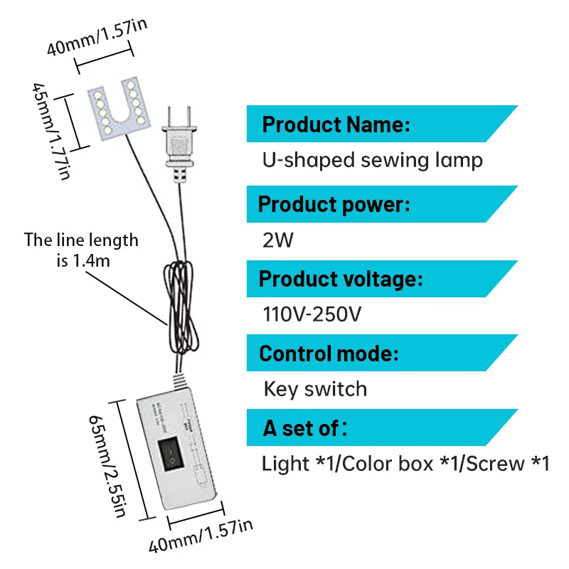 Lampes LED en forme de U pour machine à coudre, lampe d'éclairage de travail flexible avec base d'aimants pour perceuses et presses, 10LED