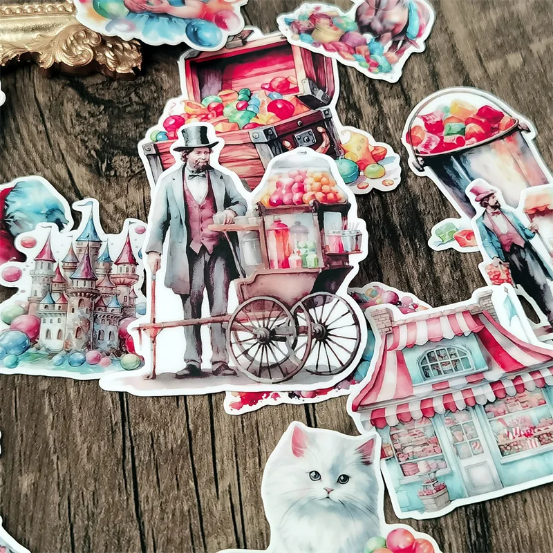 Hand-painted watercolor Candy House Candy World Castle Stickers Scrapbooking Craft Diary Album Phone Computer Seal  Decorative