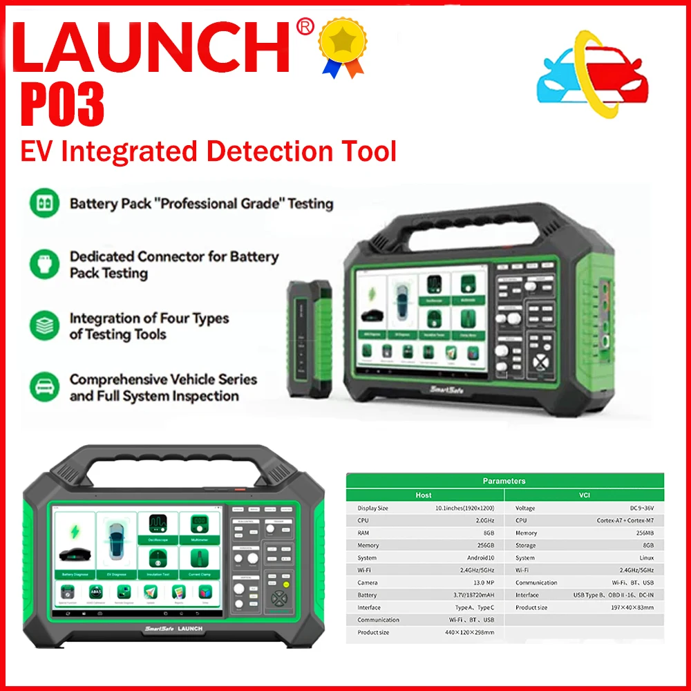 2024 New Launch SmartSafe ISMARTEV P03 5-in-1 Comprehensive Tester for New Energy Vehicles Integrated Diagnostic Tools Detector