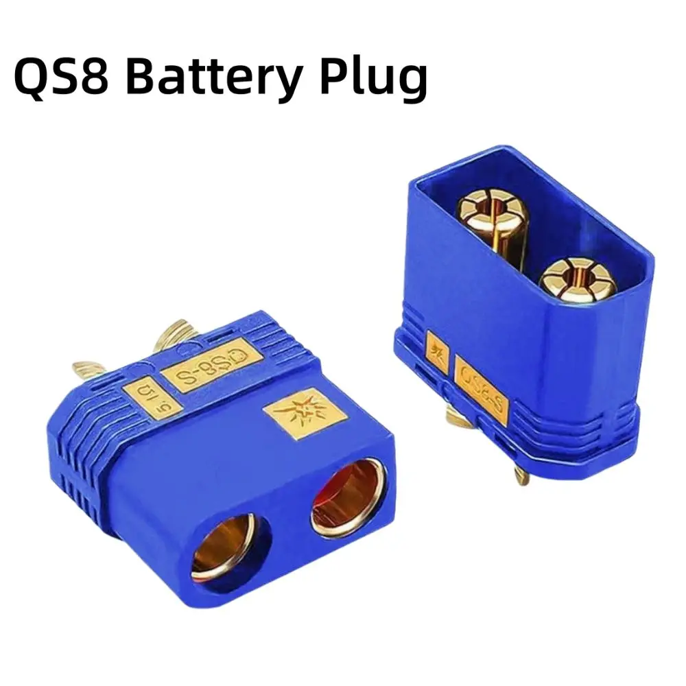 New High Current QS8-S Connector Gold Plated Black QS8P-S Battery Plug Anti Spark QS8-S M F Plug Set for RC Model Car