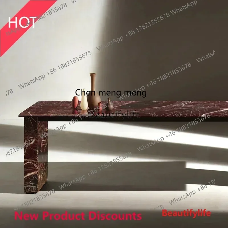 style  Natural marble dining table Rectangle modern simple purple marble dining table ss 8617