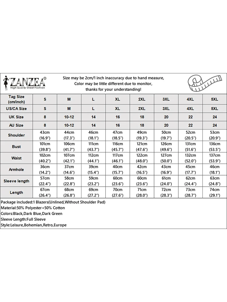 2025 ZANZEA Giacca Sportiva Autunno da Donna Abiti Vintage Risvolto Collo Cappotto a Righe Giacche Manica Lunga Top Casual Button Down Sottile Outwear