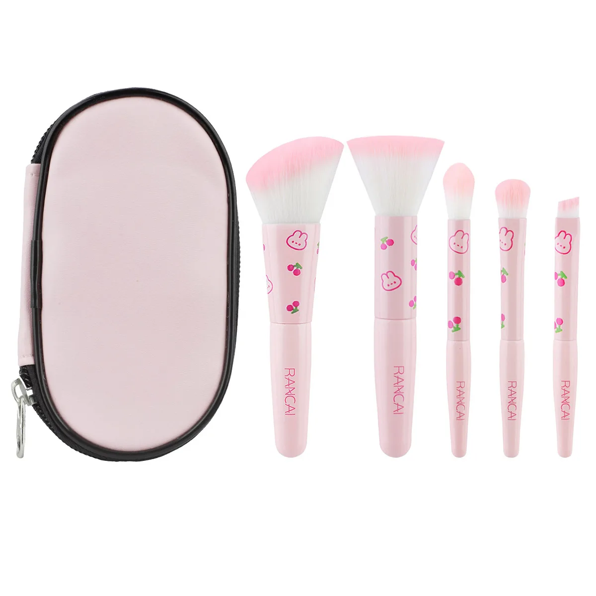 5-teiliges süßes kompaktes Make-up-Pinsel-Set mit Etui, Premium-Pinsel für makellose Grundierung, Rouge, Lidschatten-Anwendung, Beauty-Tools – Detail 10