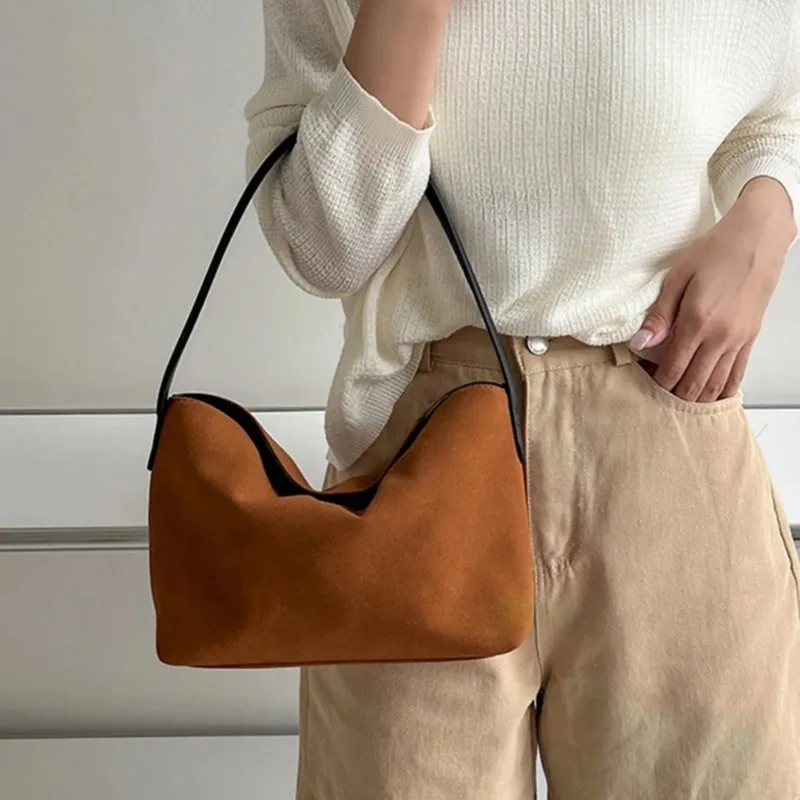 Women\'s Handbags Tote Women Shoulder Bags Casual Versatile New Retro Velour Large Capacity Leather Top Handle Vintage Street