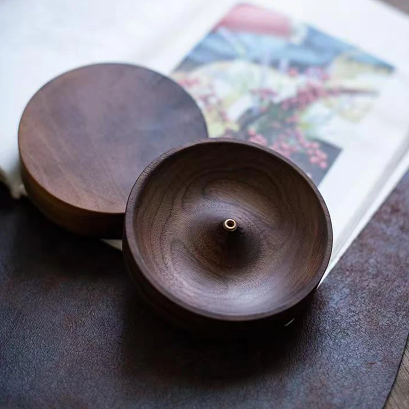 Solid Wood Incense Holder Handmade For Meditation & Home Decor Natural Grain No Power Needed Spiritual Holiday Gift