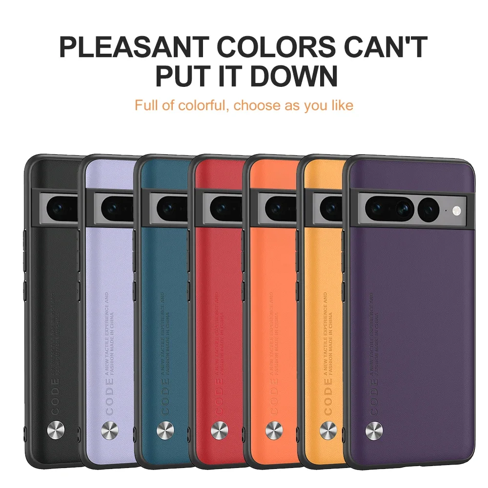 Capa de telefone de couro liso para Google Pixel 7 Pro, capa para Goo Gle, coque traseiro à prova de choque