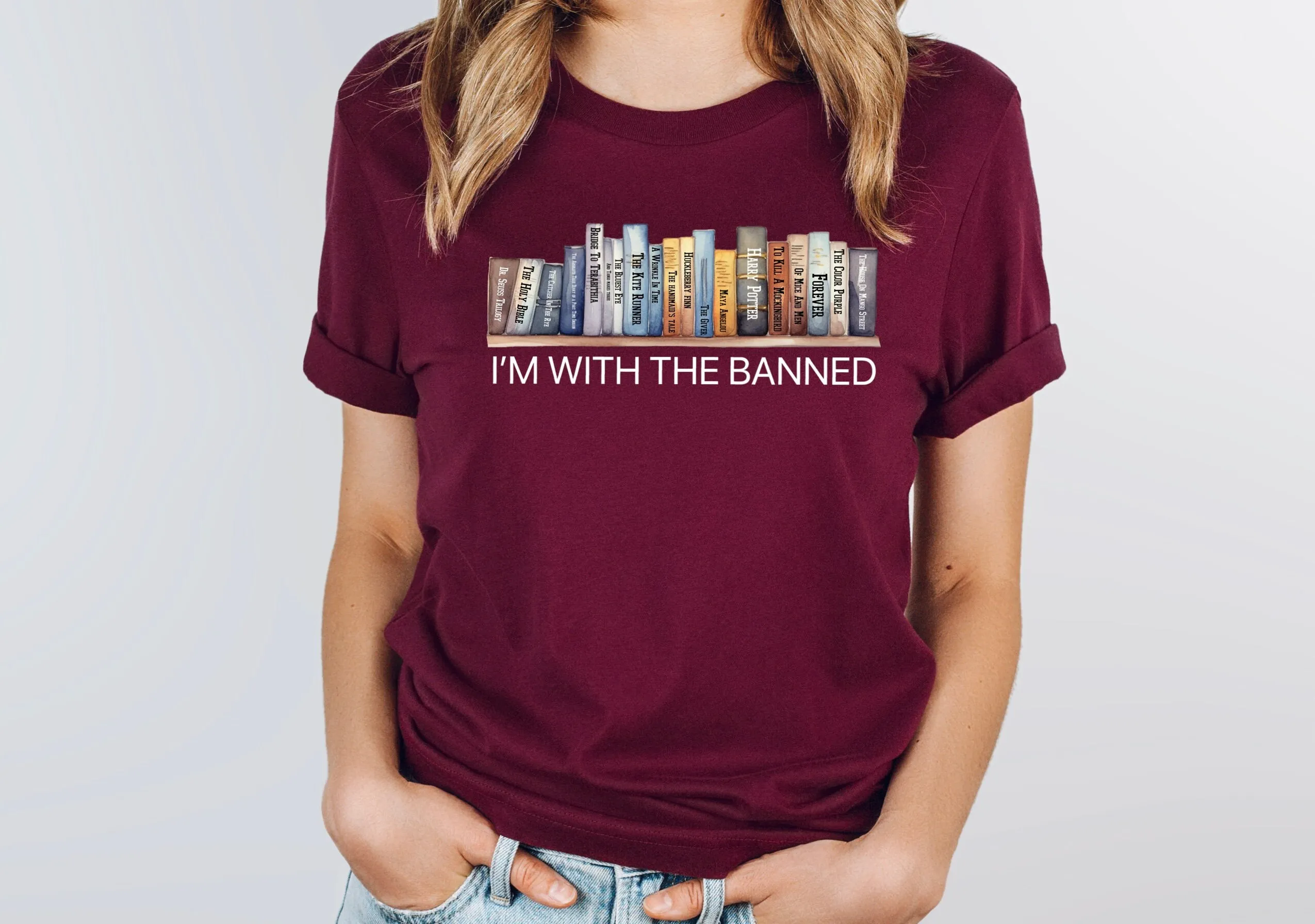 I'M With The Banned Books T Shirt Sweat Super Soft Premium Reading Librarian