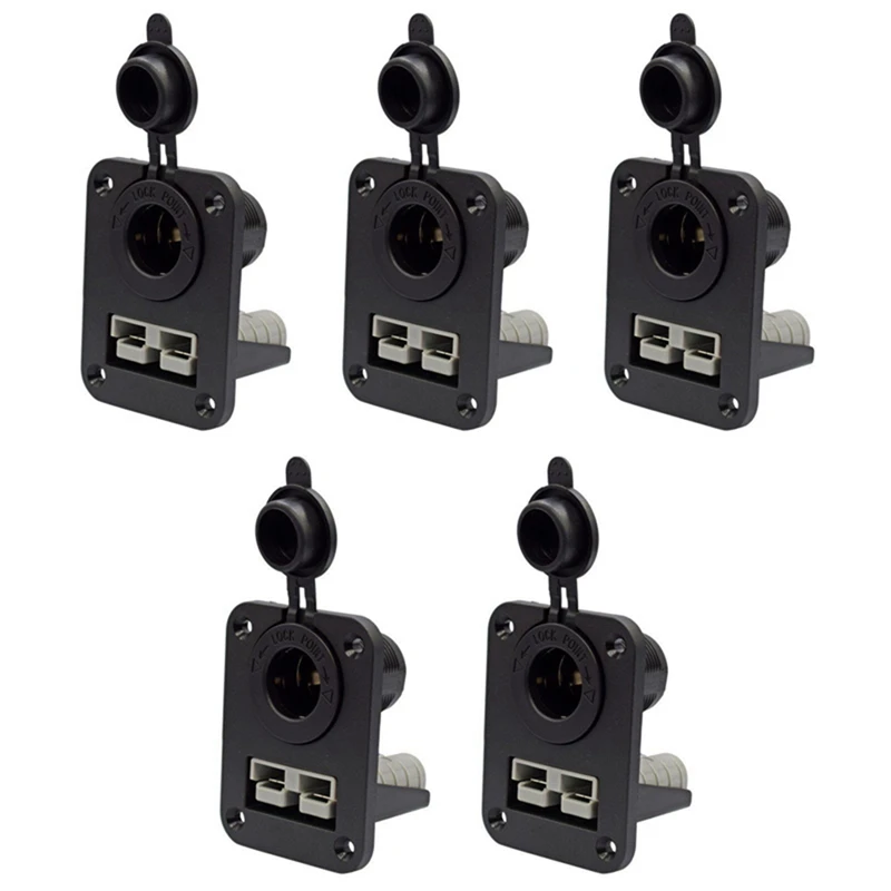 5X For Anderson Plug C-Igarette Lighter Socket Charger Flush Mount Recessed Plate For Caravan Camper Boat Truck