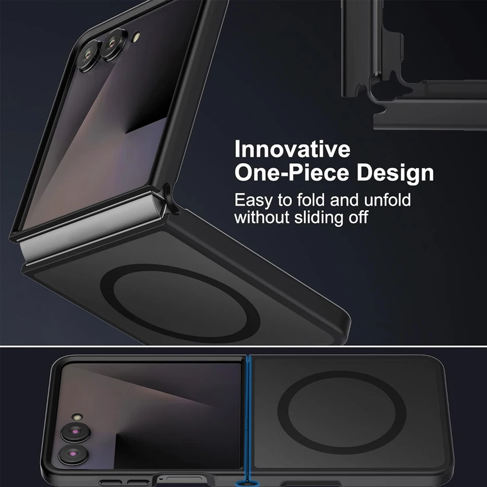 UYUXIO Funda Magnética Translúcida para Samsung Galaxy Z Flip 7 Carga Inalámbrica Resistente Delgada con Imán 2
