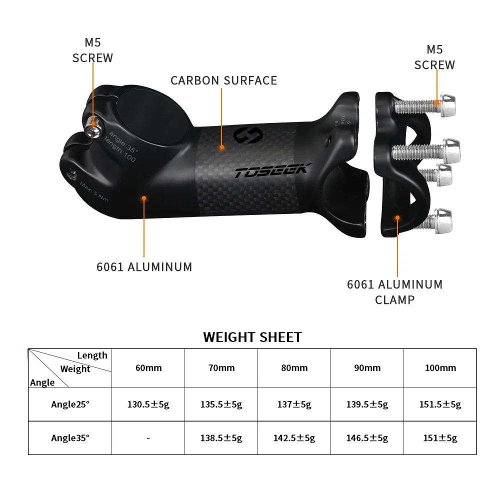 Attacco manubrio Toseek MTB attacco manubrio MTB in carbonio + alluminio bici potenza 31 8mm tavolo manubrio bicicletta 10 17 25 attacco manubrio 35